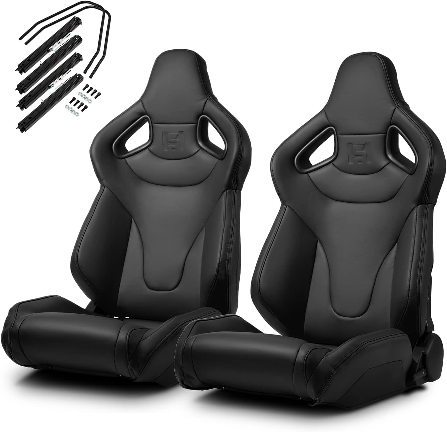 Black PVC Racing Seats with Slider L711