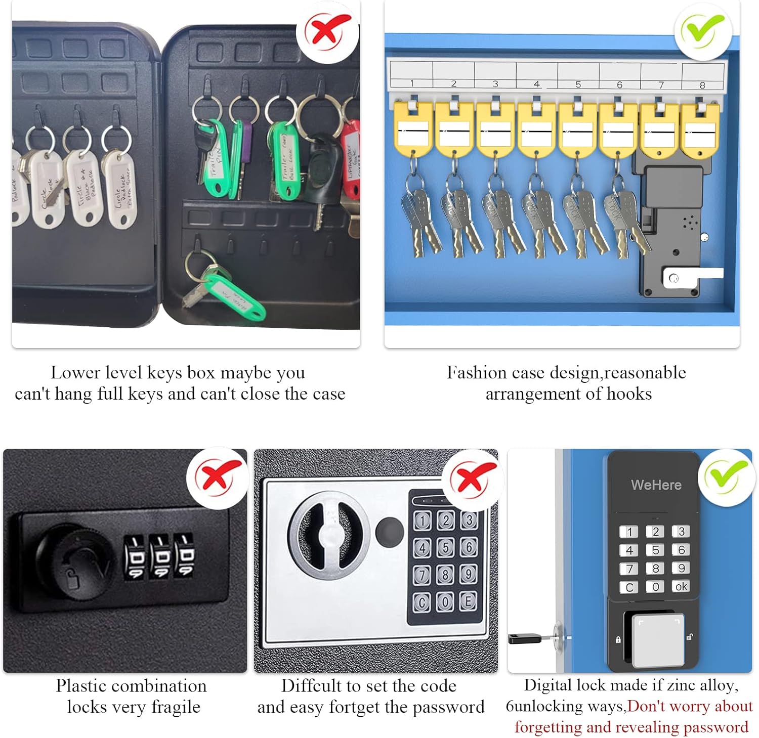 Key Lock Box 16 Keys Metal Wall Mount Digital Combination Lock Box Pack of 2 G566