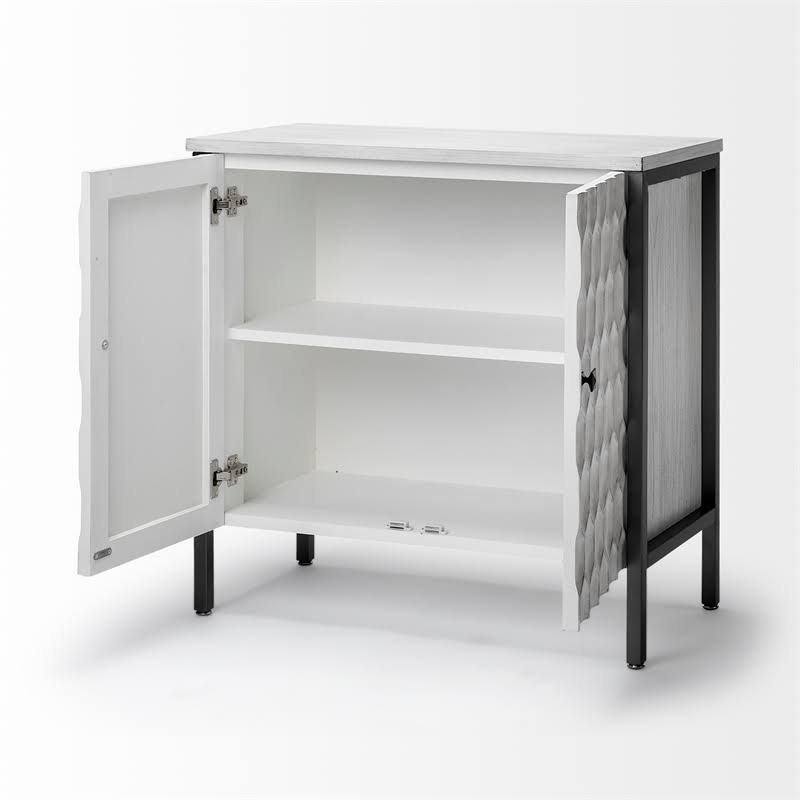White Wood and Iron 2 Door Cabinet Y37966
