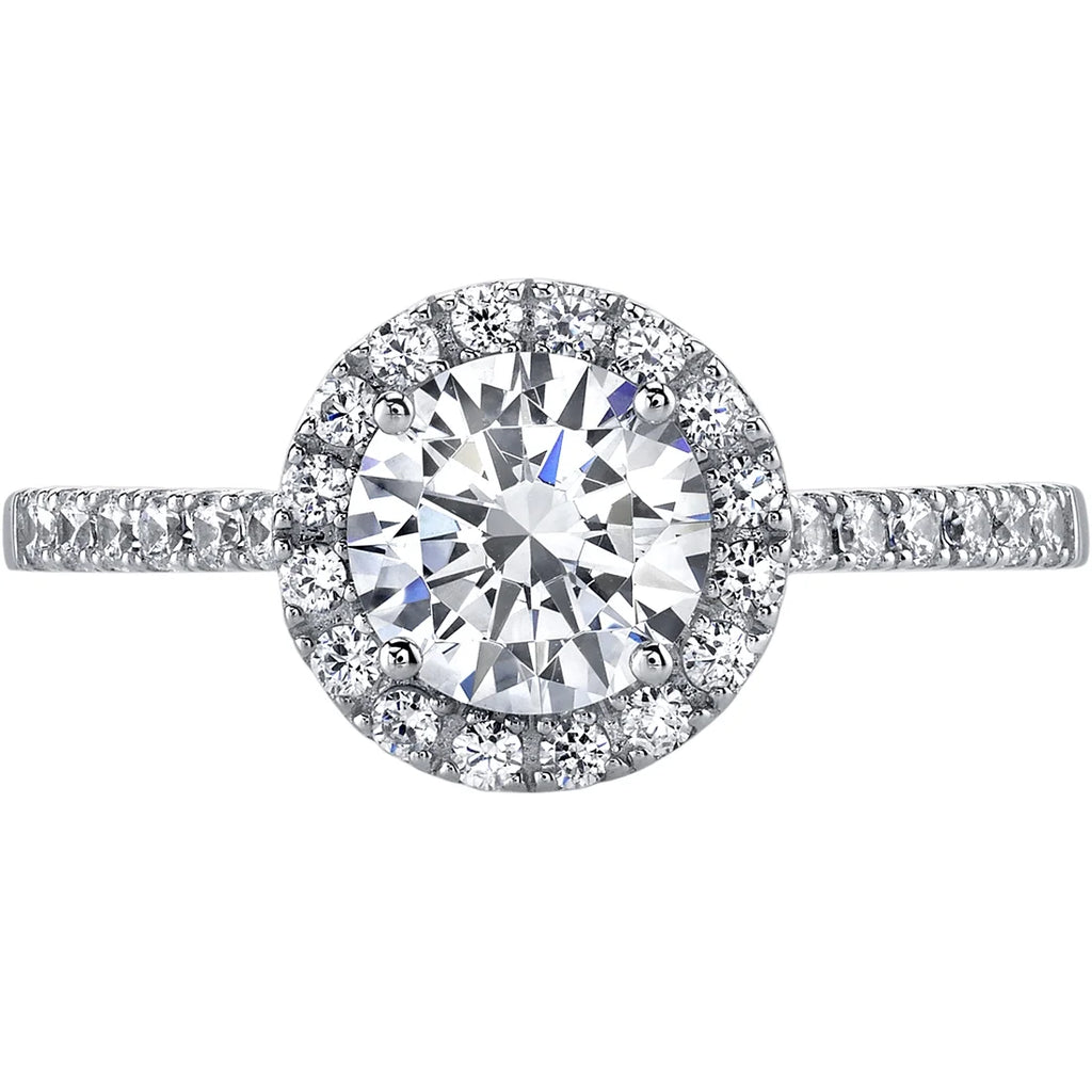14K White Gold Cubic Zirconia Engagement Ring and Wedding Band Bridal Set A6482