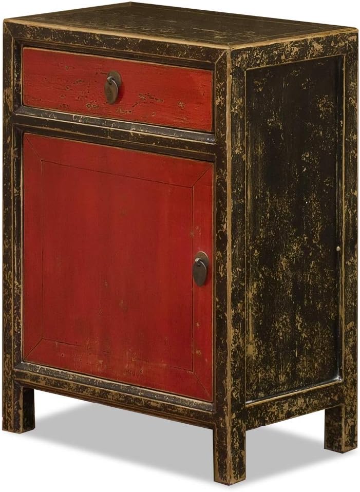Distressed Red and Black Chinese Cabinet H422