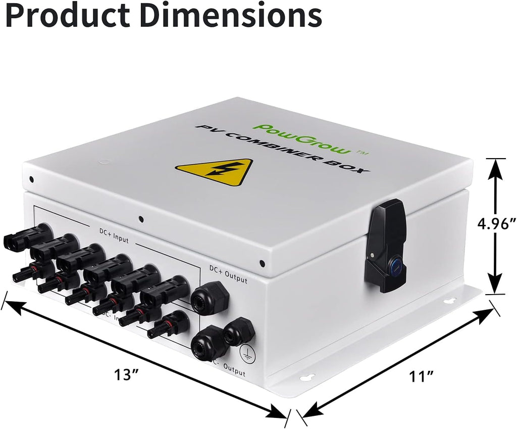 6 String Solar Combiner Box with 15A Fuse, Surge Protective Device, 63A Circuit Breaker P8708