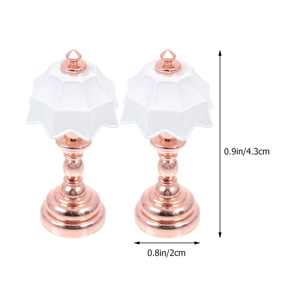 Vintage 4 Pcs Tiny Miniature Lamps For Dollhouse Iron I251