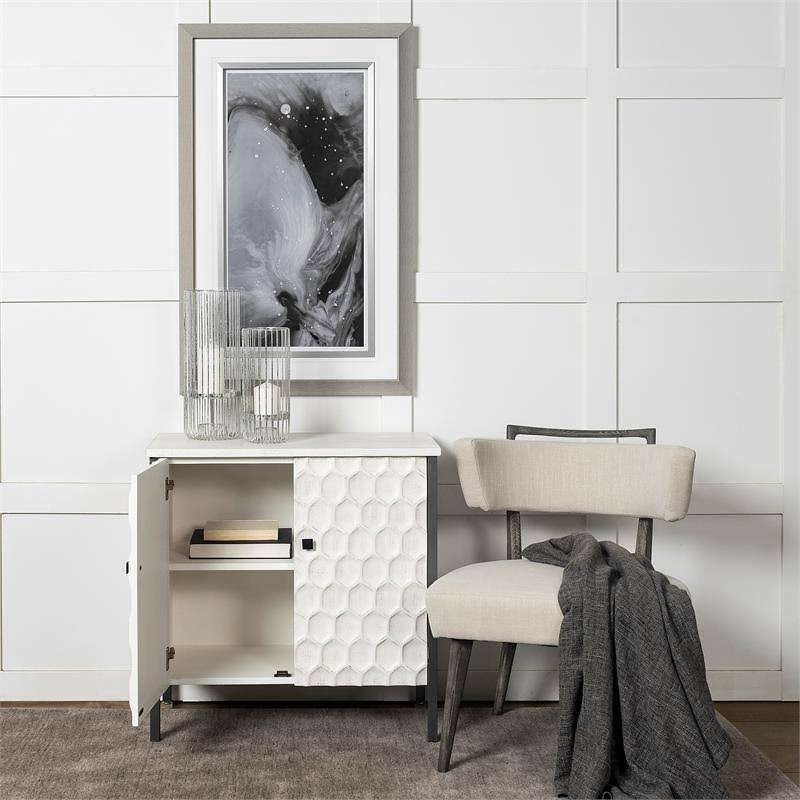 White Wood and Iron 2 Door Cabinet Y37966