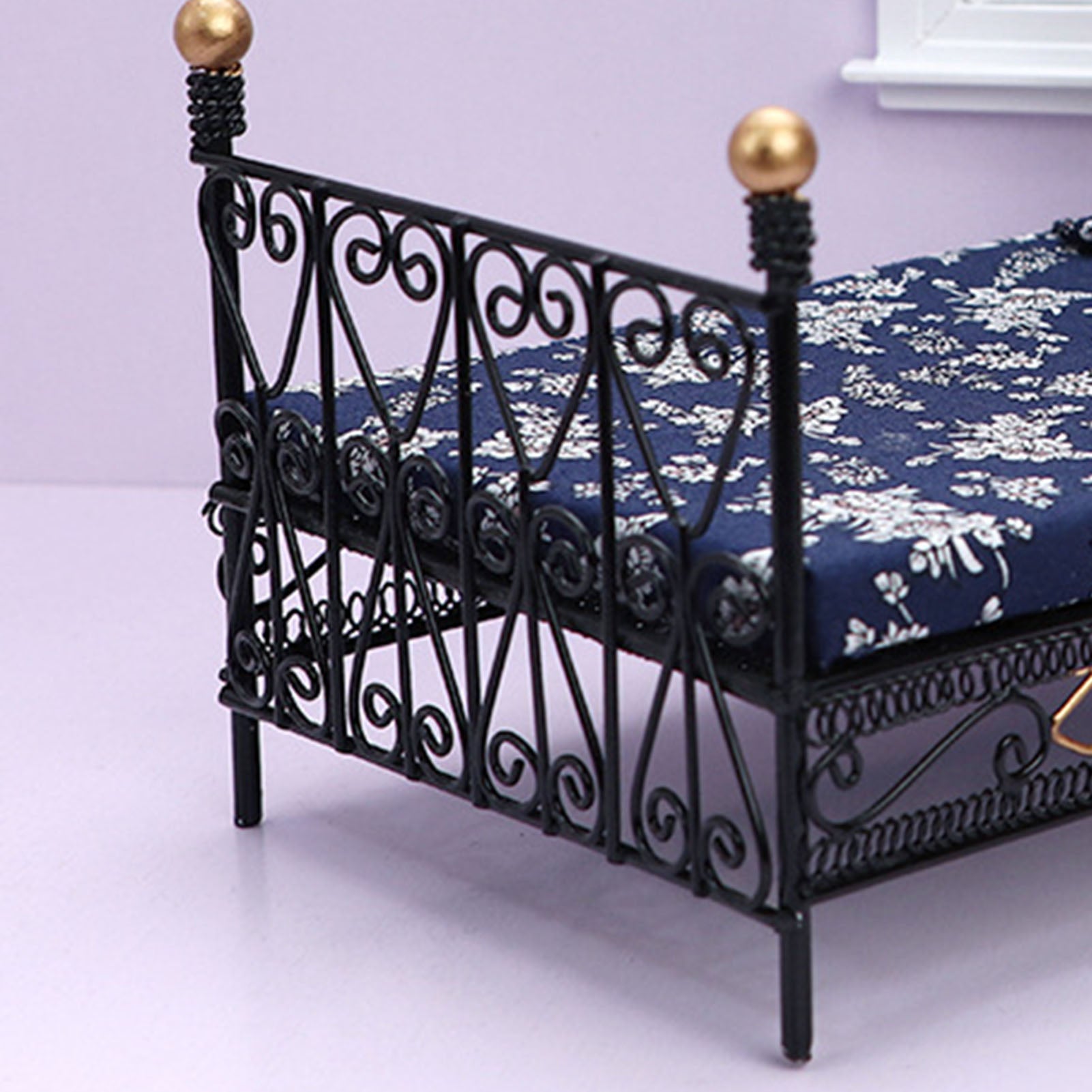 Compact Metal Dollhouse Bed P742