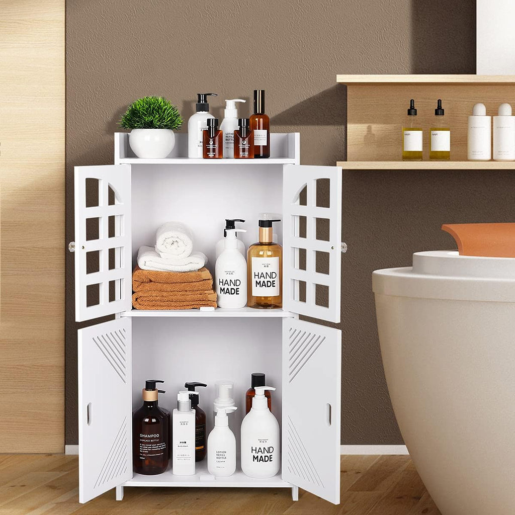 White PVC Double Door Floor Standing Storage Cabinet A399