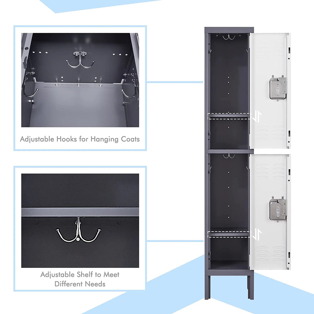 2-Tier Steel Locker Cabinet with Louvers M860