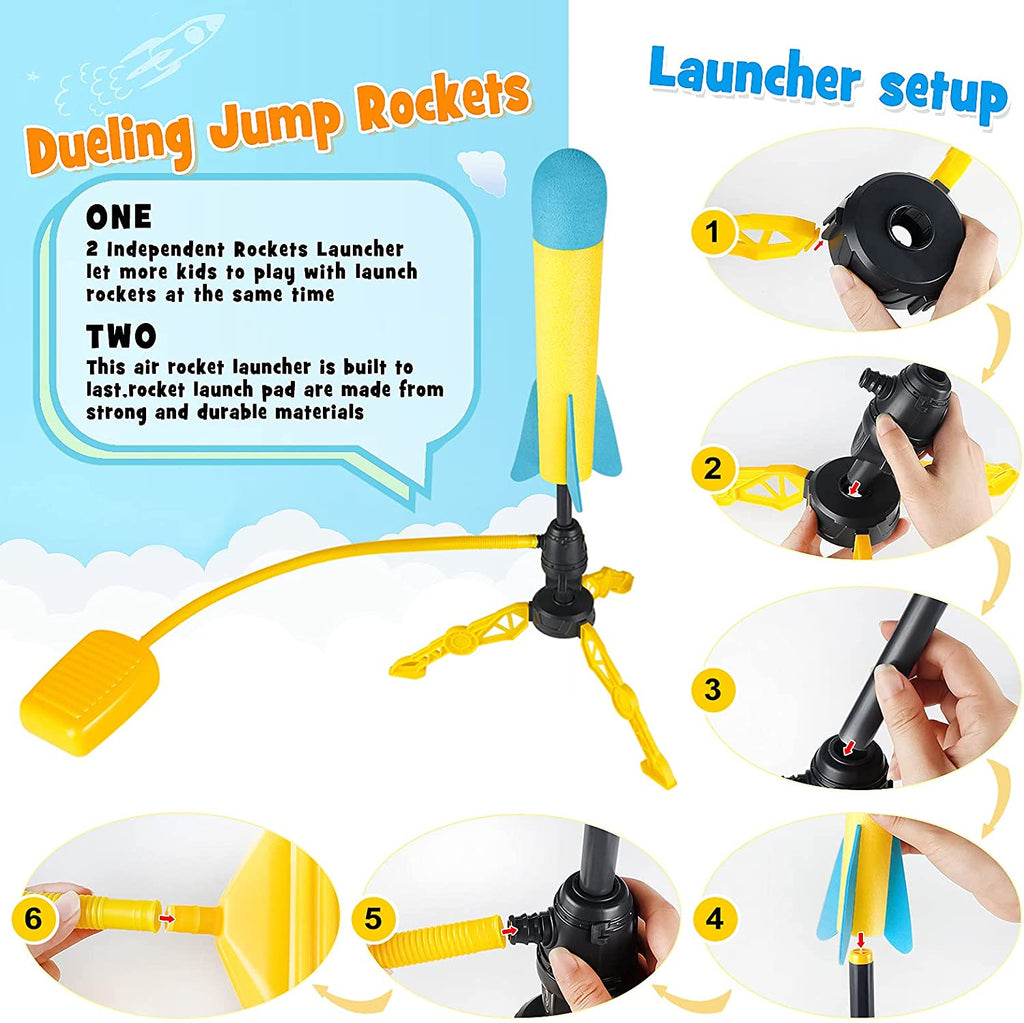 Terra Toy Rocket Launcher, 2 Launchers & 8 Foam Rockets, Outdoor Toy E499320