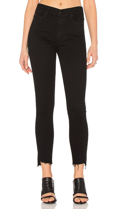 Black Zip Ankle Step Fray Jeans A101941