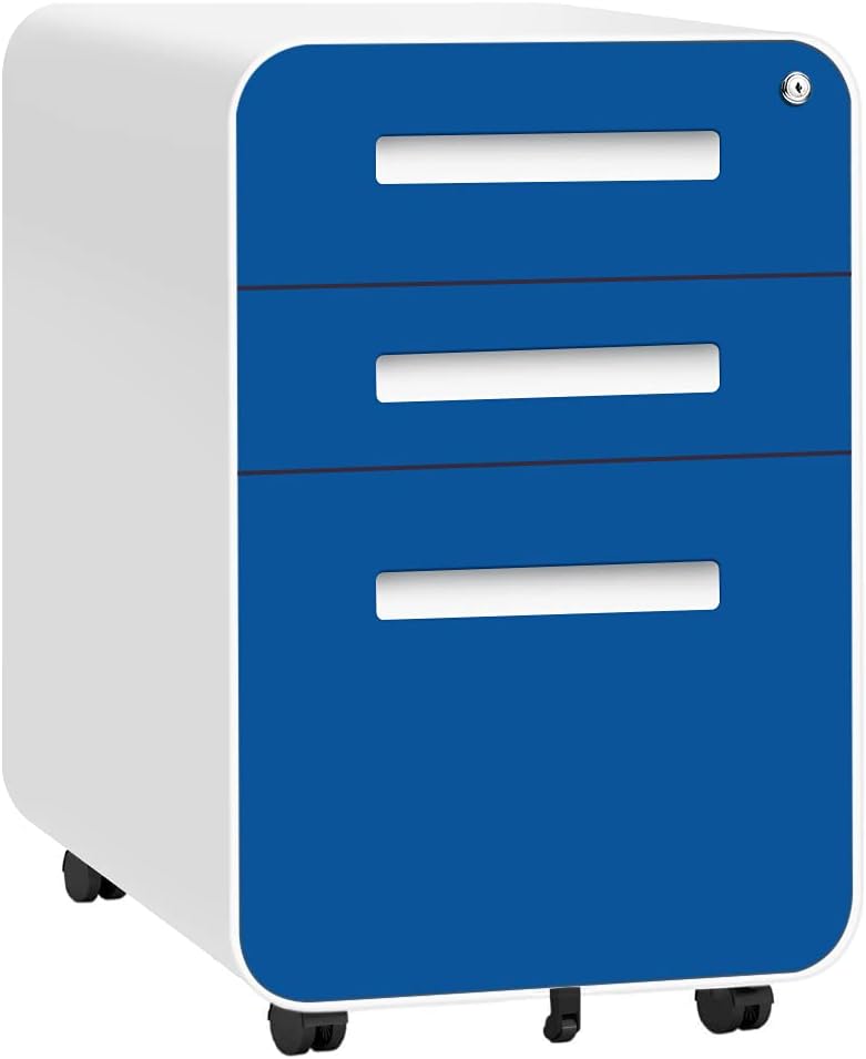 Black 3 Drawer Locking Rolling File Cabinet with Wheels V210791
