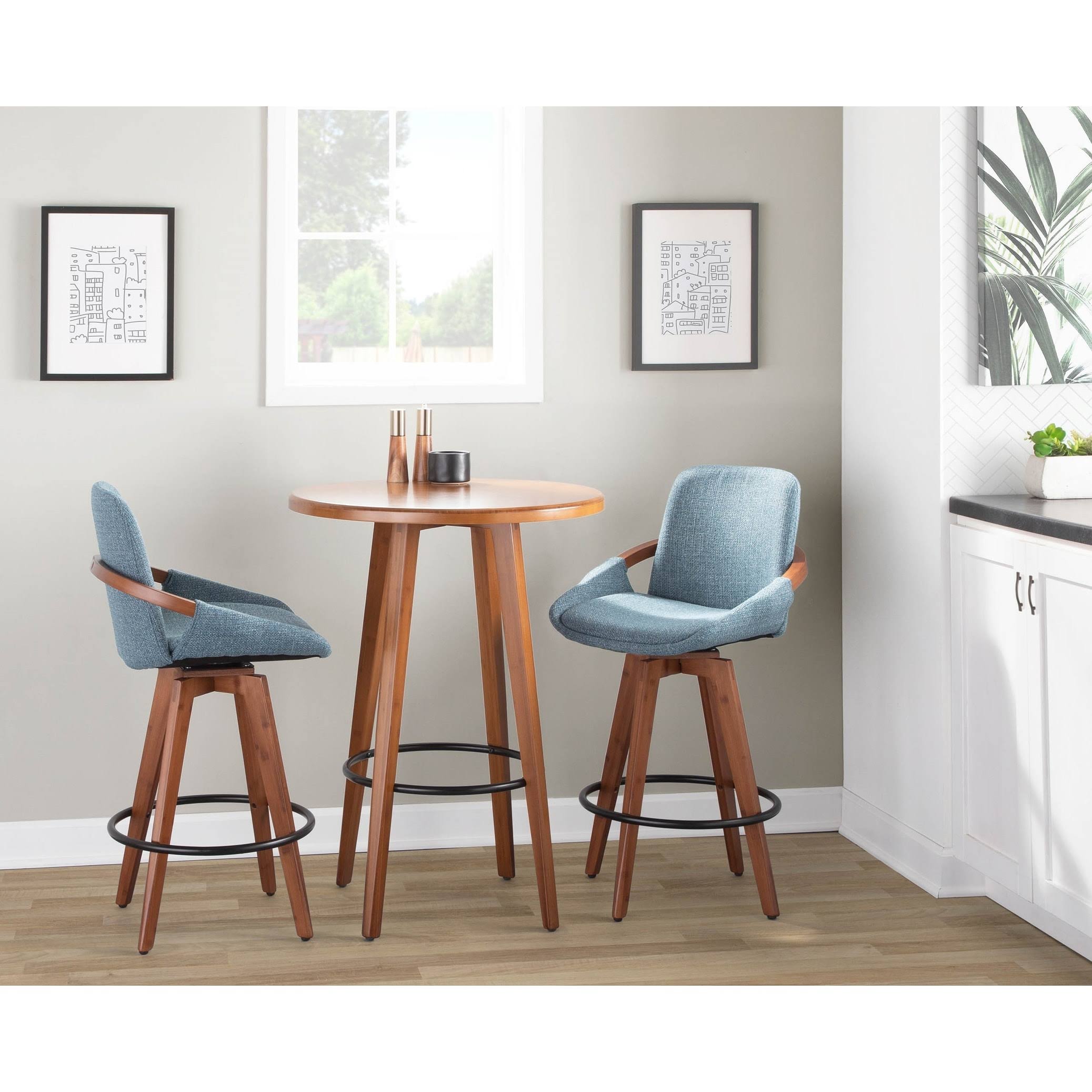 Blue Noise Fabric Counter Stool H5386