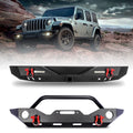 2PCS Full Width Bumper Combo with Winch Plate & LED Lights & D-rings & Fog Light Housing Q10270