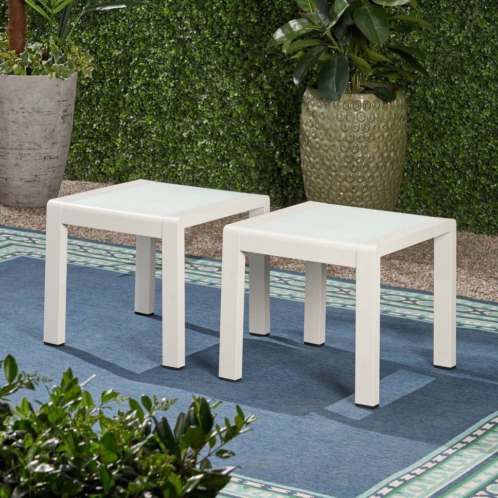 White Finish Matte White Aluminum Side Table (Set of 2) S643