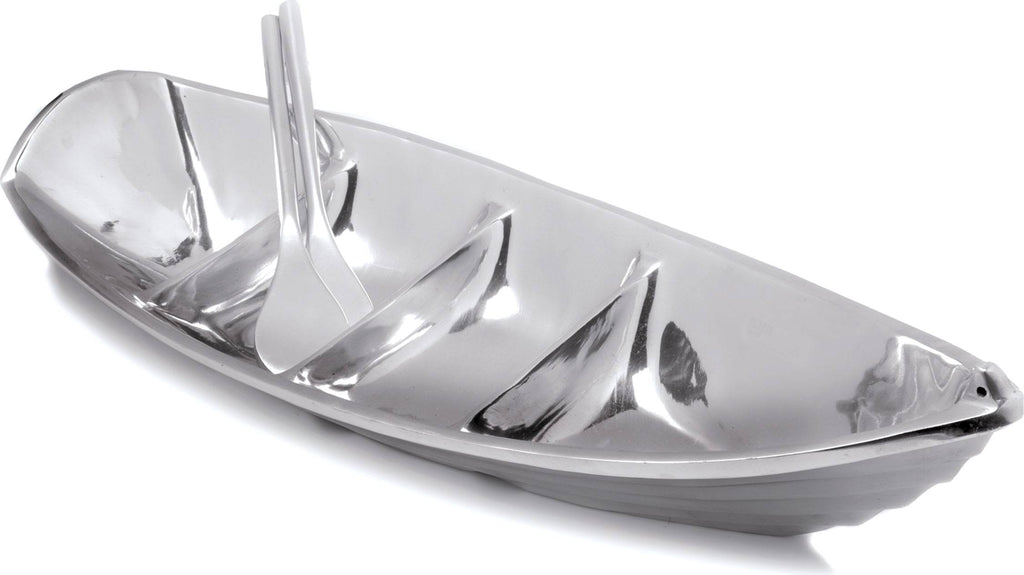 Silver Tropical Boat Tray with 2 Oars as Servers K938740