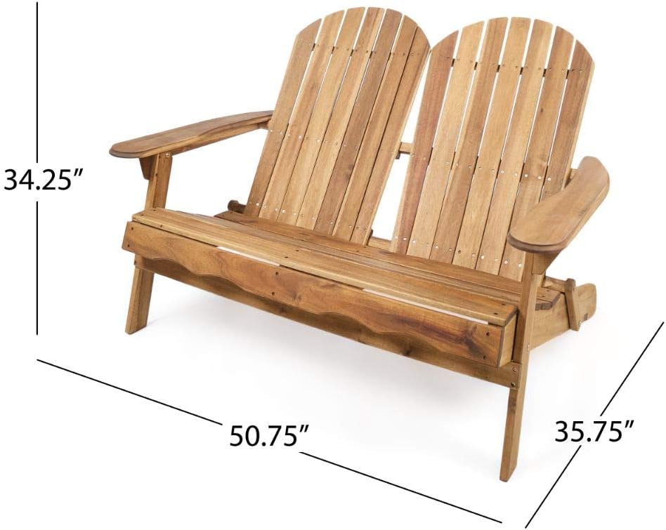 Natural Stained Acacia Wood Adirondack Loveseat B220