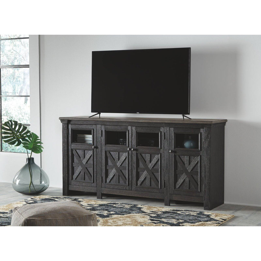 74" TV Stand in Black and Gray Q910912