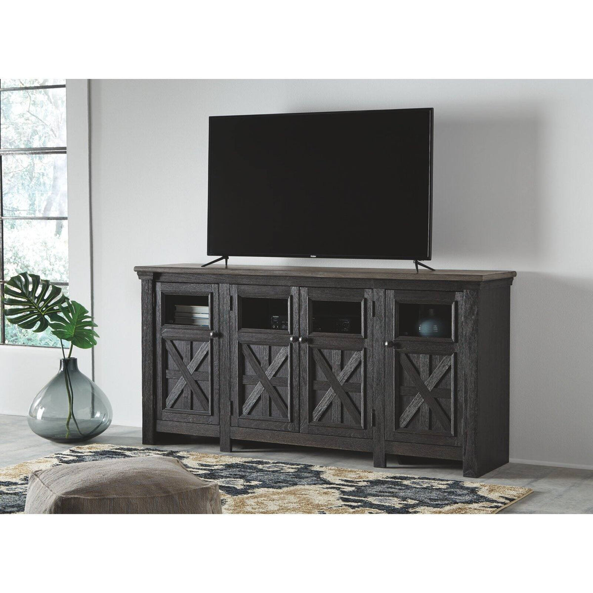 74" TV Stand in Black and Gray Q910912