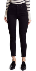 Black Zip Ankle Step Fray Jeans A101941