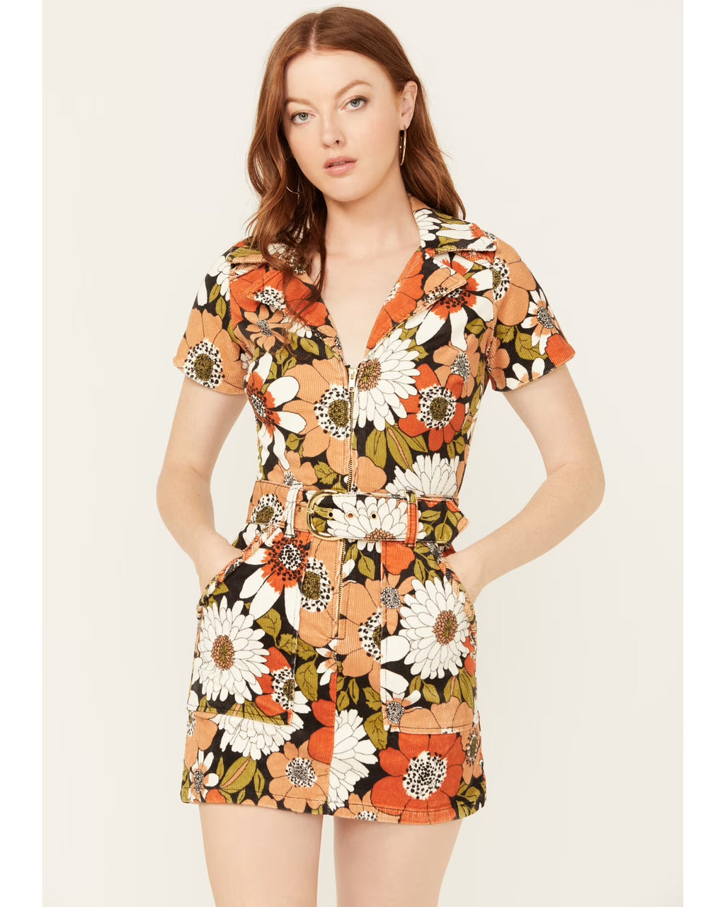 Floral Corduroy Print Dress C173997