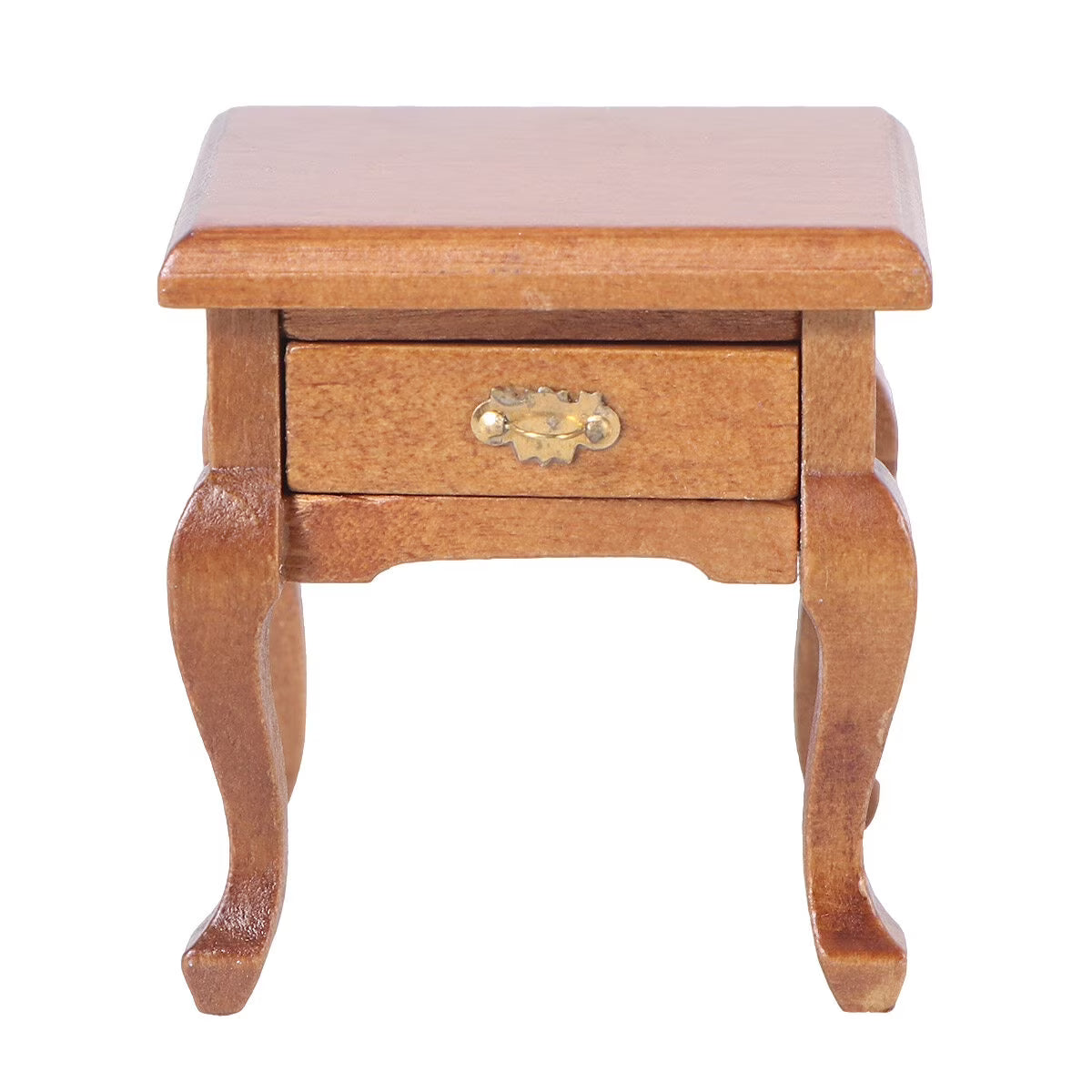 1:12 Walnut Color Wooden Bedside Table Miniature Furniture M2217
