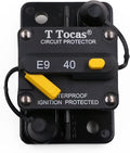 40 Amp Surface-Mount Circuit Breaker with Manual Reset Switch Button, 12V - 48V DC, Waterproof 40A O447