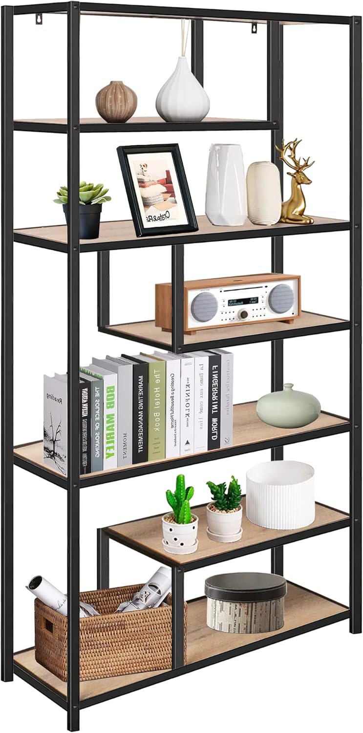 5-Tier Tall Wood Open Bookshelf E7436