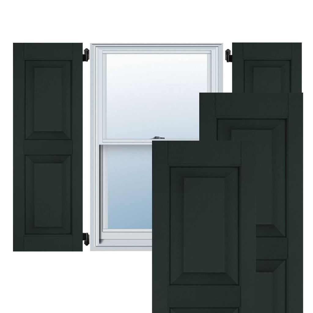 Dark Green Sapele Mahogany Raised Panel Shutters Pair A628