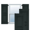 Dark Green Sapele Mahogany Raised Panel Shutters Pair A628