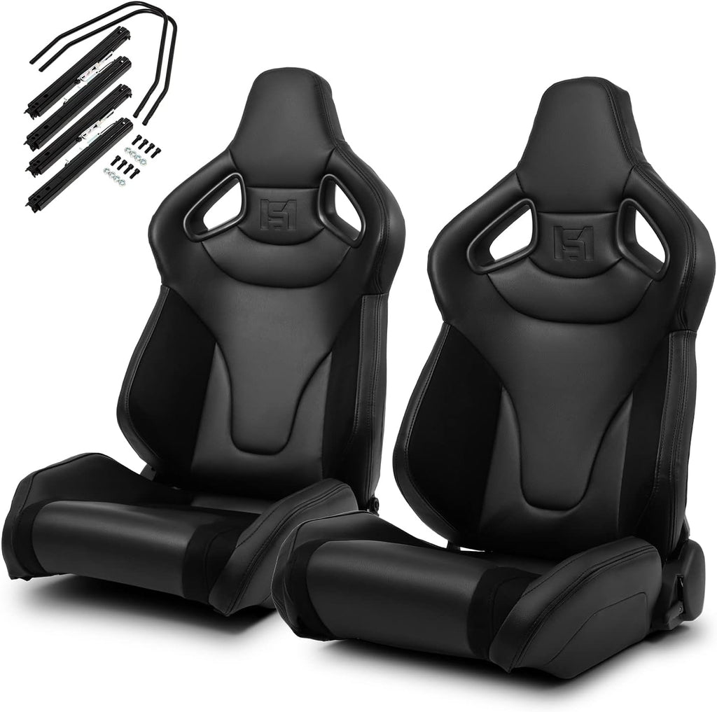 Black PVC Racing Seats with Slider L711