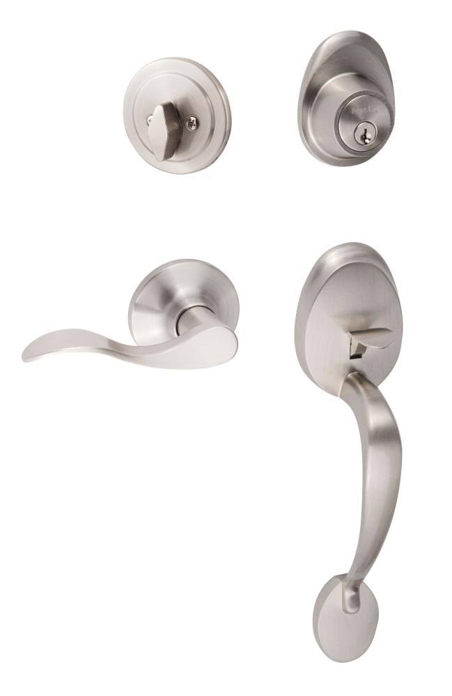 15 Alta Handleset with Single Cylinder Deadbolt and Door Knob and Rosette, Satin Nickel L89333
