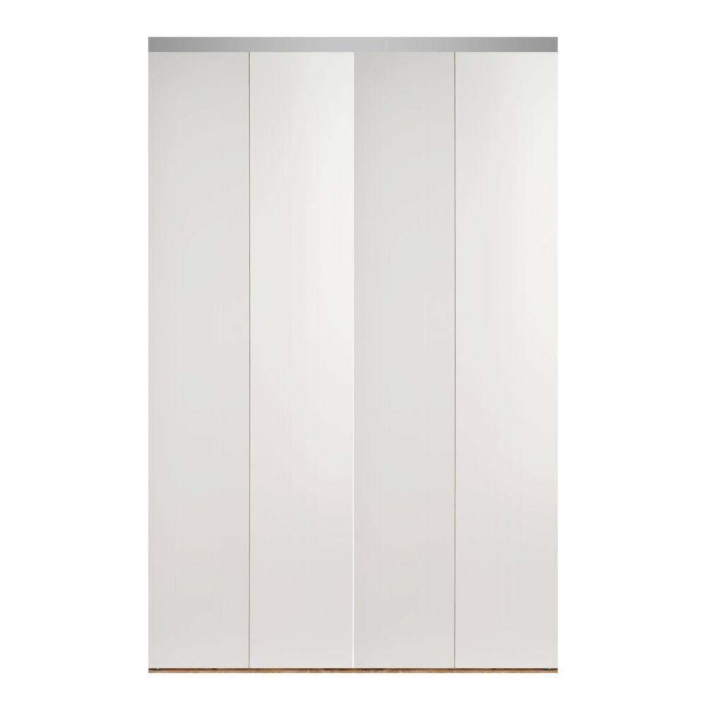 84 in. x 80 in. Smooth Flush Primed Interior Solid Core MDF Bi-Fold Door with Chrome Trim C2160