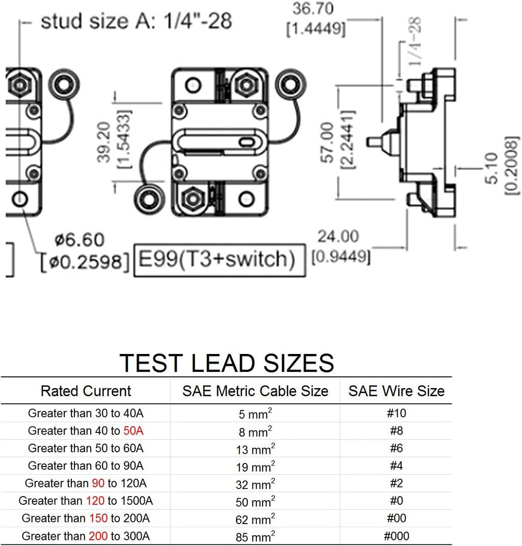 40 Amp Surface-Mount Circuit Breaker with Manual Reset Switch Button, 12V - 48V DC, Waterproof 40A O447
