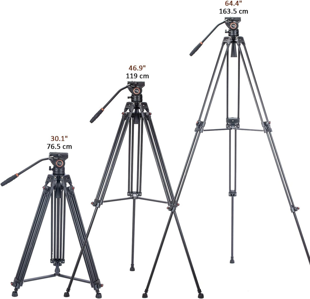 Heavy Duty 64 inches Aluminum Video Tripod with Fluid Head V1299