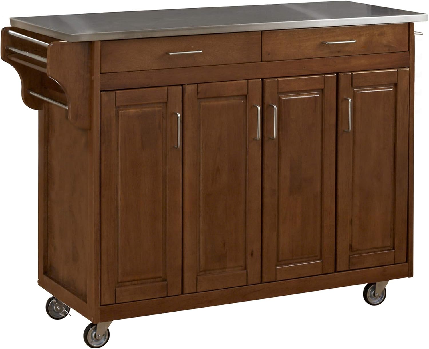 Natural 4 Door Cabinet Kitchen Cart with Gray Granite Top P643528