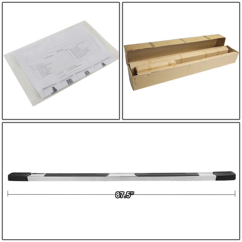Pair 6" SS Flat Step Nerf Bar Running Boards W873
