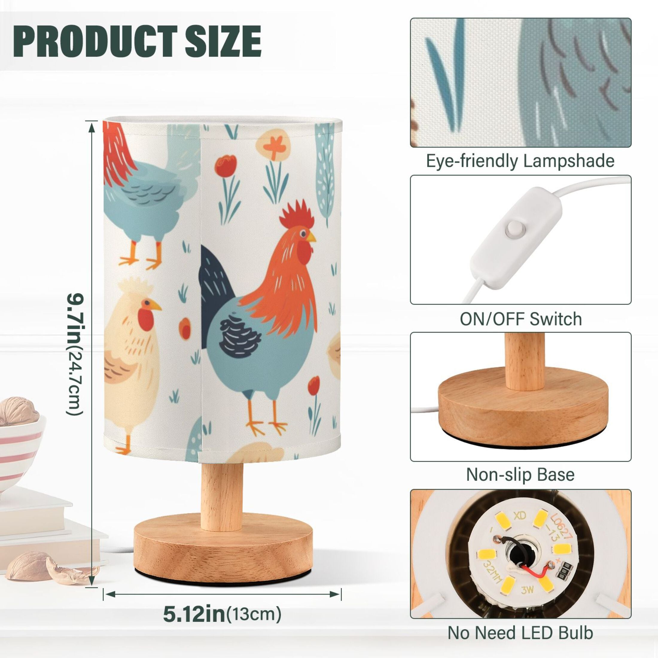 Retro Cylinder Bedside Table Lamp with USB Charging Port P2117