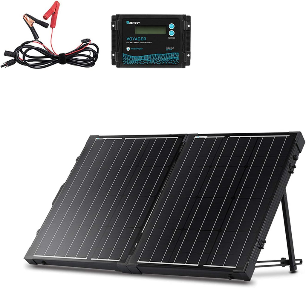 100 Watt 12 Volt Monocrystalline Foldable 2Pcs 50W Solar Panel Suitcase with Waterproof 20A Charger Controller O55050