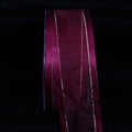 Wine Satin Edged Organdy with Gold Trim 1.5x22 x 30 Yards D554
