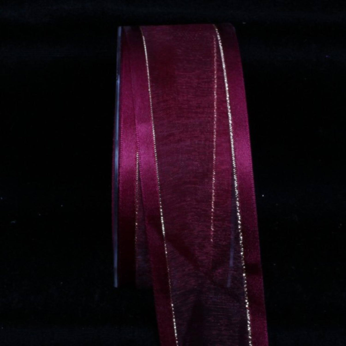 Wine Satin Edged Organdy with Gold Trim 1.5x22 x 30 Yards D554
