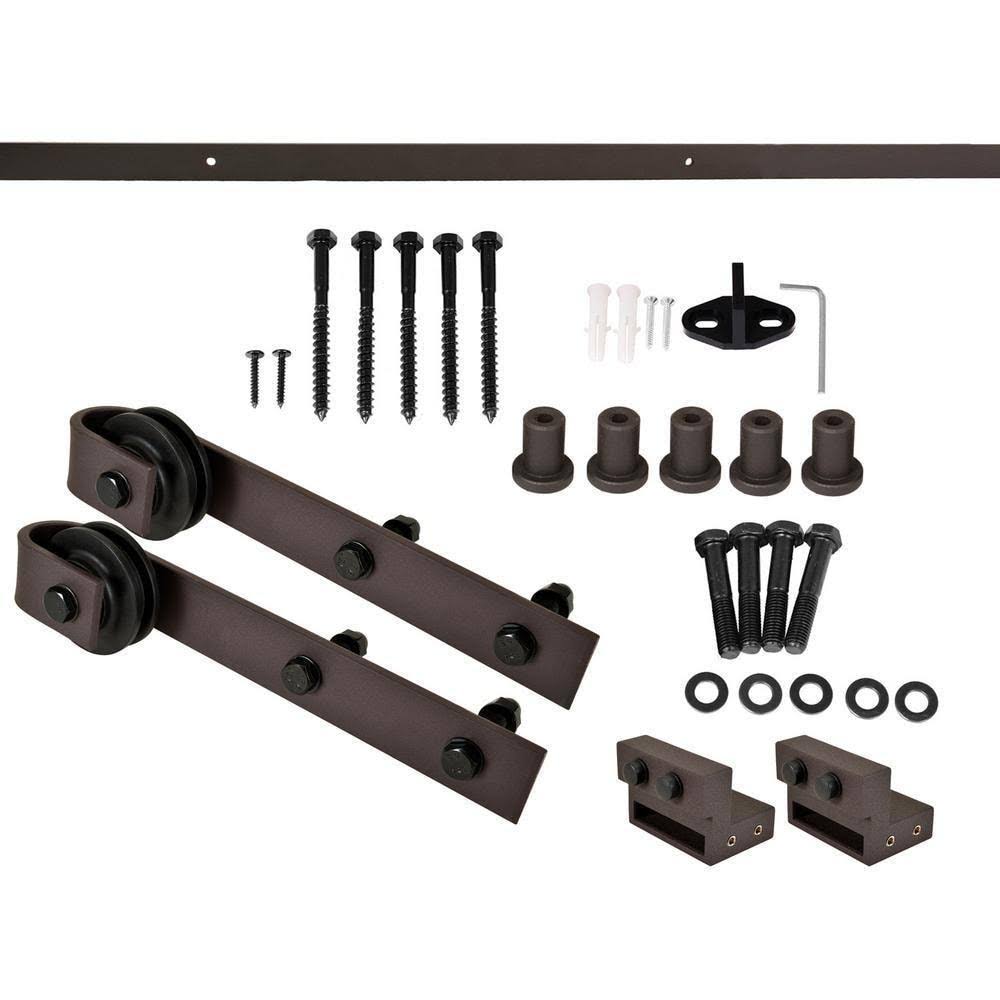 White Stained Wood Interior Sliding Barn Door with Hardware Kit B1554
