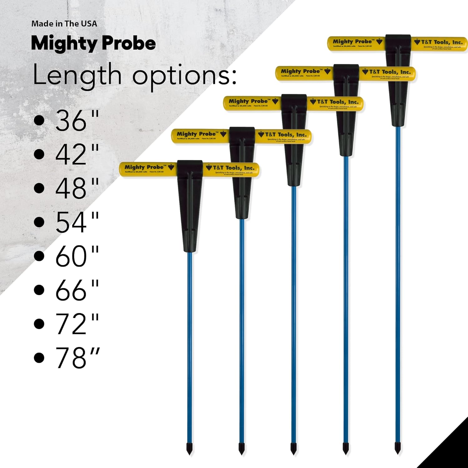 48-Inch Insulated Metal Soil Probe with T-Handle Steel Rod X383
