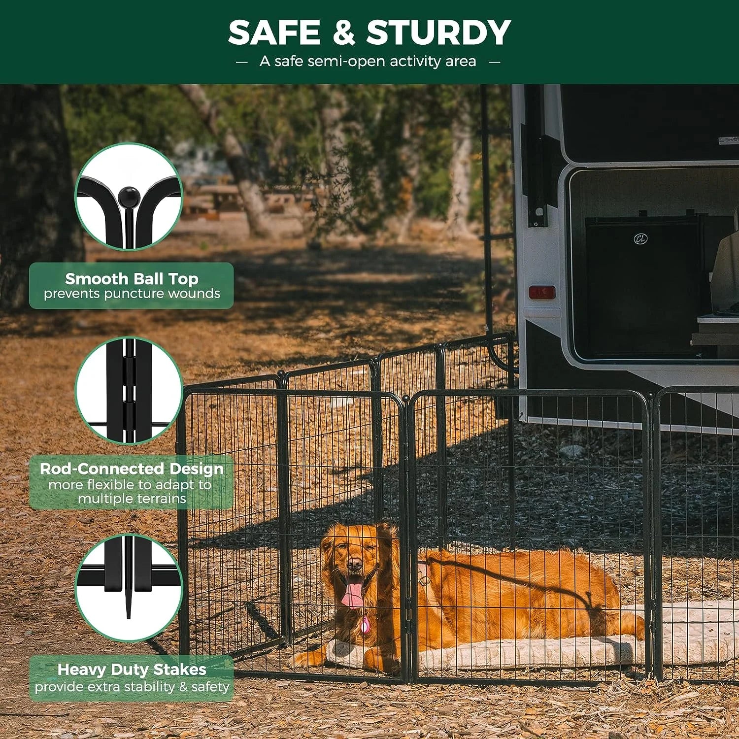 16 Panels 40" Height Dog Playpen with Doors V369