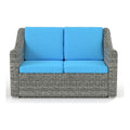 Teal Cast Iron Outdoor Wicker Loveseat I640058