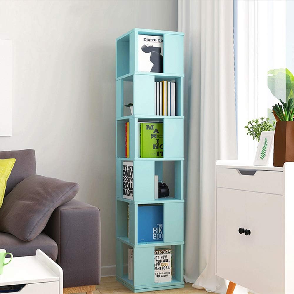 Black Walnut 6 Tier Rotating Wooden Bookcase S909