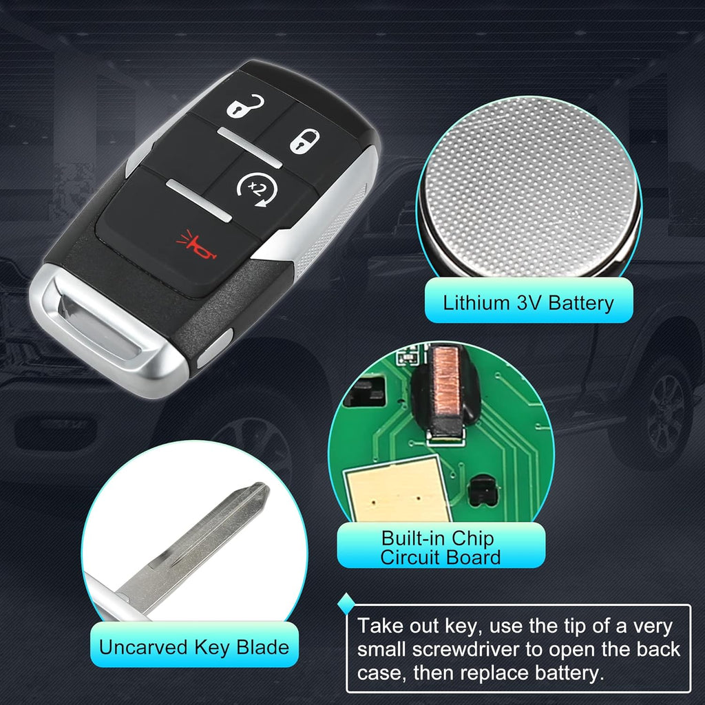 Replacement Keyless Entry Remote Car Key Fob 4 Buttons Pack of 2 N64097