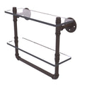 16 in. Oil Rubbed Bronze Glass Shelf with Towel Bar I702132