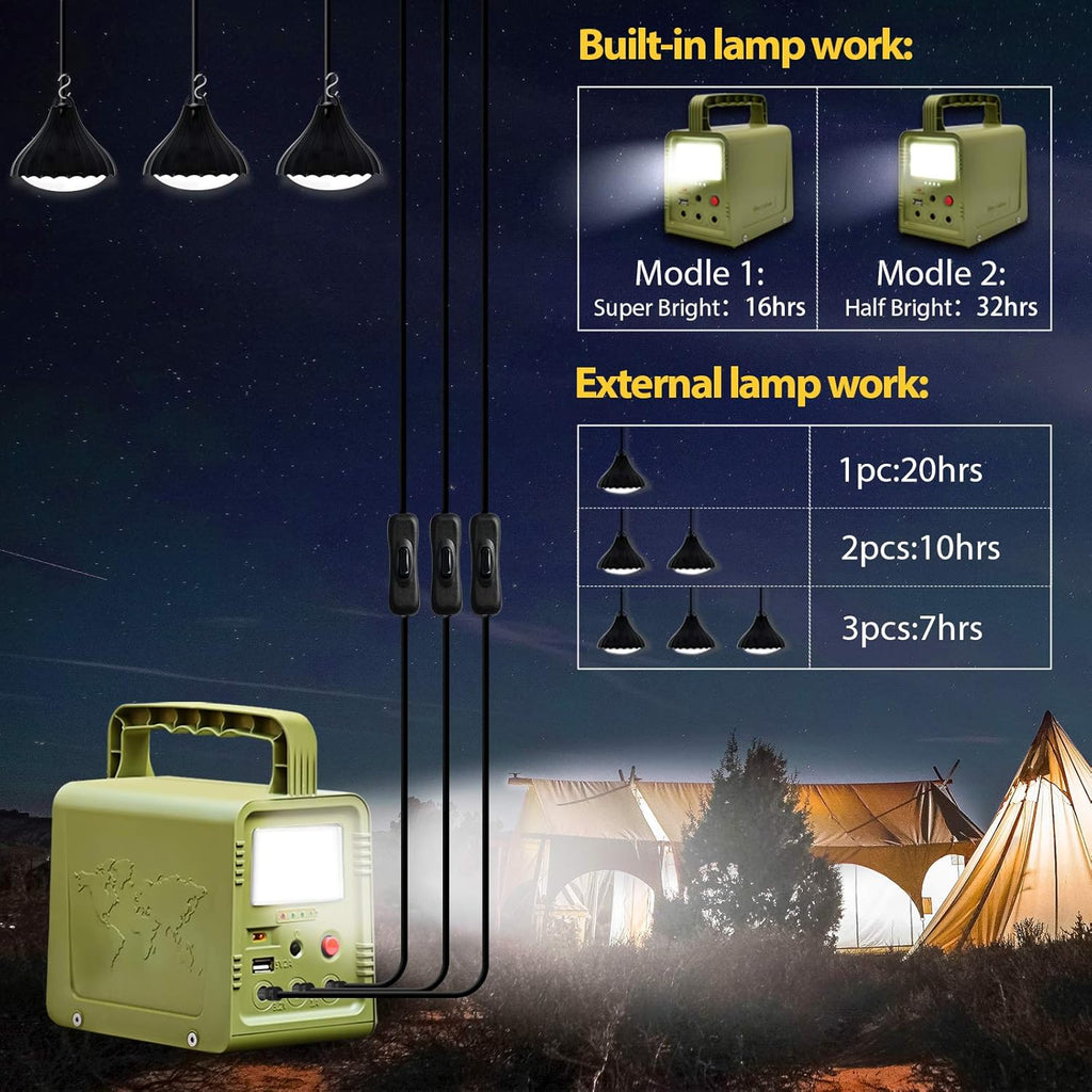 Portable Power Station with 18W Solar Panel, USB DC Outlets B172