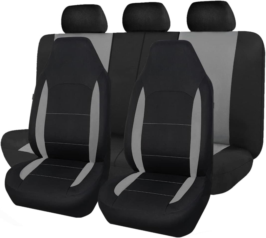 Black Purple Polyester Car Seat Covers Full Set Low Back Pack of 2 L938182