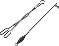 Adjustable Fire Pit Grabber Poker and 26 Log Grabber Fireplace Tongs K931