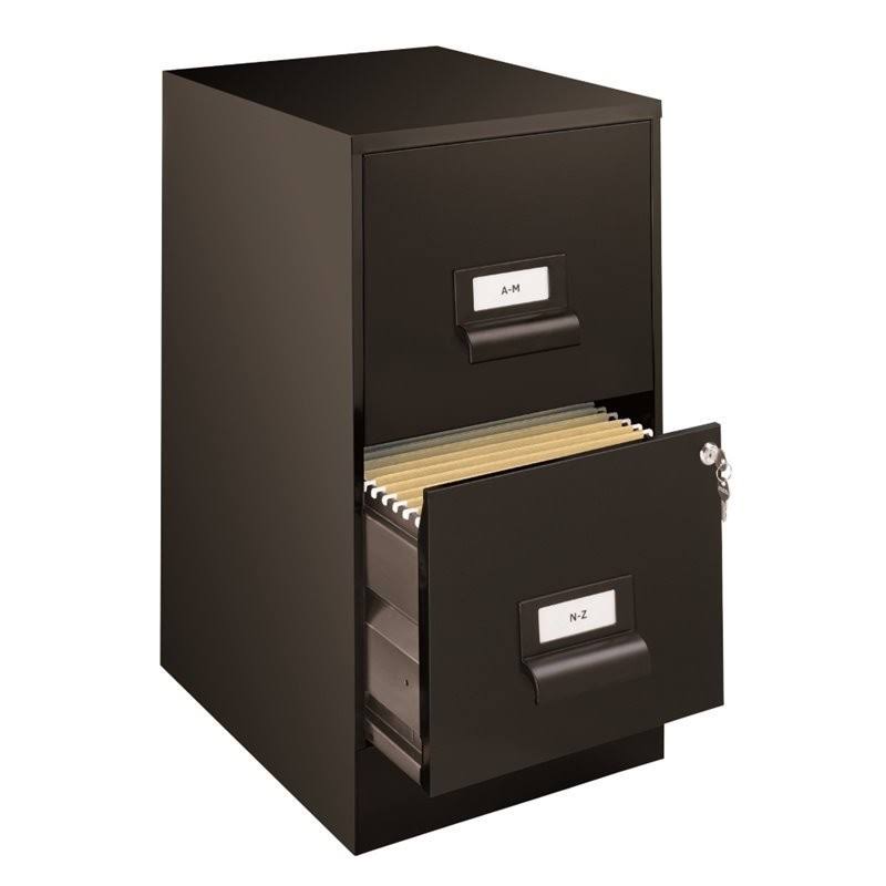 Black 2 Drawer File Cabinet L8540